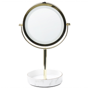 Lusterka do makijażu - Lusterko kosmetyczne LED ø 26 cm złote z białym SAVOIE - miniaturka - grafika 1