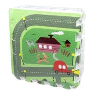 Maty piankowe - Mata podłogowa edukacyjna 90x90 Grube puzzle piankowe 9 szt. Humbi Miejskie ulice Miasto Miasteczko Drogi - miniaturka - grafika 1