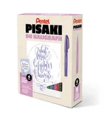 Akcesoria kreślarskie - PENTEL Zestaw do kaligrafii Touch Brush Pen 4kol + książka PN6550 - miniaturka - grafika 1