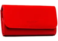 Portfele - Elegancki portfel damski 4U CAVALDI klasyczny poziomy na zatrzask duży pojemny skóra ekologiczna czerwony - miniaturka - grafika 1