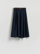 Spódnice - Reserved - Spódnica midi z paskiem - granatowy - miniaturka - grafika 1