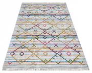 Dywany - Kolorowy dywan z frędzlami w geometryczne wzory - Dehab - miniaturka - grafika 1