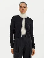 Swetry damskie - KARL LAGERFELD Kardigan 246W2003 Czarny Slim Fit - miniaturka - grafika 1