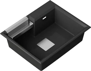 Qube Zlewozmywak granitowy 1-komorowy bez odpływu czarny metalik - Zlewozmywaki - miniaturka - grafika 1