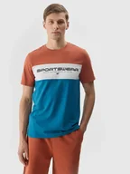 Koszulki męskie - 4F T-sthirt bawełniany męski 4FWSS24TTSHM1326-81S Brązowy Roz. XXL - miniaturka - grafika 1
