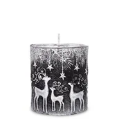 Świece - Pl Świeca Walec Mały Jelonek Czarny Srebro - miniaturka - grafika 1