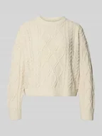 Swetry damskie - Sweter z dzianiny o kroju regular fit z fakturowanym wzorem model ‘ELLY’ - miniaturka - grafika 1