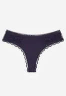Majtki damskie - Granatowe Majtki Stringi z Subtelną Koronką z Bawełną Adriedah - miniaturka - grafika 1