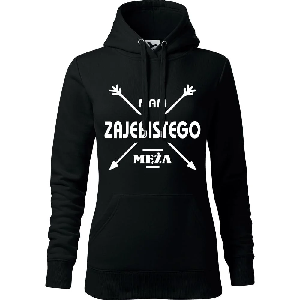 Damska Bluza Z Kapturem - Mam Zajebistego Męża Czarny L