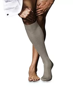 FALKE Mężczyźni Podkolanówki No. 10 M KH Czysta Bawełna Fil d'Ecosse długie jednokolorowe 1 Para, Beżowy (Wheat Melange 4087), 39-40 - Skarpetki męskie - miniaturka - grafika 1