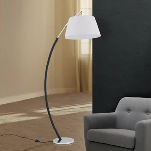 ORION Lampa łukowa Philipp klosz z tkaniny chrom/czarny - Lampy stojące - miniaturka - grafika 1