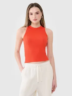 Top slim z prążkowanej dzianiny damski 4F 4FWSS25TSLEF119-62S Czerwony Roz. XS - Koszulki i topy damskie - miniaturka - grafika 1