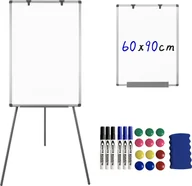 Długopisy - LARS360 Flipchart ze stojakiem 60 x 90 cm z regulacją wysokości 90-165 cm Sztaluga magnetyczna suchościeralna / taca na długopisy / z licznymi akcesoriami (typ B) - miniaturka - grafika 1
