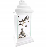 Lampiony i znicze - Znicz Duży Kapliczka Szklany Biały Lampion Ozdobny Na Święta Z Gwiazdą 31Cm - miniaturka - grafika 1