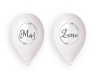 Gemar Balony lateksowe z nadrukiem weselnym Mąż i Żona - 33 cm - 4 szt. GMS120/MZK - Wesele i ślub - miniaturka - grafika 1