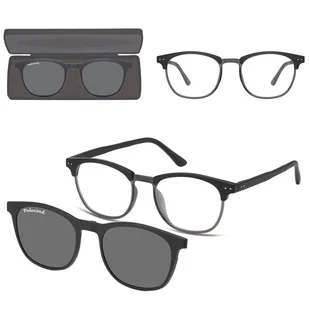 Okulary pod korekcję z polaryzacyjną nakładką przeciwsłoneczną na magnes CLIP-M-TRC297B-1 czarny/szary - Okulary korekcyjne, oprawki, szkła - miniaturka - grafika 1