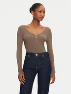 Swetry damskie - Morgan Sweter 232-MBANZA Beżowy Slim Fit - miniaturka - grafika 1