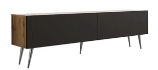 Szafka pod TV dąb Wotan / czarny mat, chromowane nóżki, A: szer: 170 cm, wys: 52 cm, gł: 32 cm - Szafki RTV - miniaturka - grafika 1