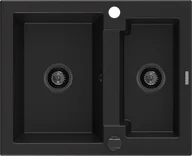 Zlewozmywaki - Mexen Carlos zlewozmywak granitowy 1,5-komorowy 582 x 475 mm, czarny, syfon czarny - 6518581500-77-B - miniaturka - grafika 1