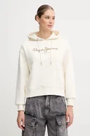 Bluzy damskie - Pepe Jeans bluza damska kolor beżowy z kapturem z nadrukiem PL5800001 - miniaturka - grafika 1