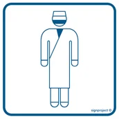 Systemy ekspozycyjne i znaki informacyjne - RE021 WSTĘP TYLKO W UBRANIU ASEPTYCZNYM, PN - PŁYTA PCV 1MM; (300X300MM) - miniaturka - grafika 1