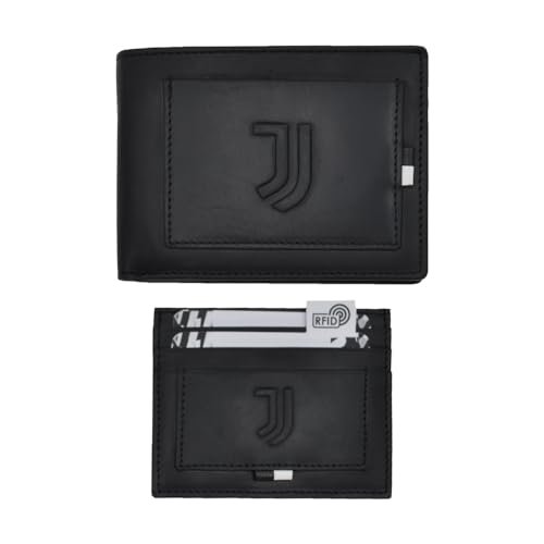 JUVENTUS 100% skóra 133441 portfel i etui na karty kredytowe, czarne, Standard, Współczesny