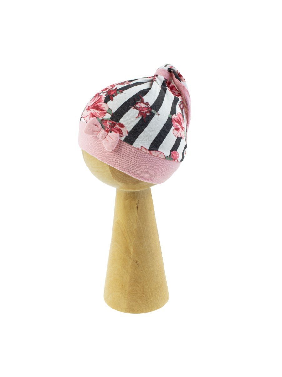 Niemowlęca czapka chustka na głowę kwiaty biała Nicol,r.68/74