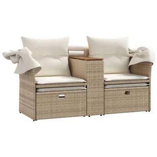 2-osobowa sofa ogrodowa z zadaszeniem i stołkami, beżowa, rattan PE Lumarko! - Sofy ogrodowe - miniaturka - grafika 9