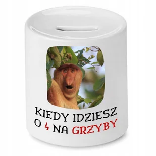 SKARBONKA NOSACZA KIEDY IDZIESZ O 4 NA GRZYBY z Nadrukiem ze Zdjęciem + Opakowanie na prezent (wzór 02) - Skarbonki - miniaturka - grafika 1