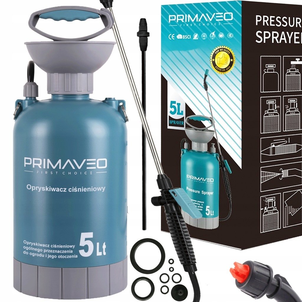 OPRYSKIWACZ CIŚNIENIOWY RĘCZNY OGRODOWY 5L XL REGULACJA STALOWA LANCA 100CM