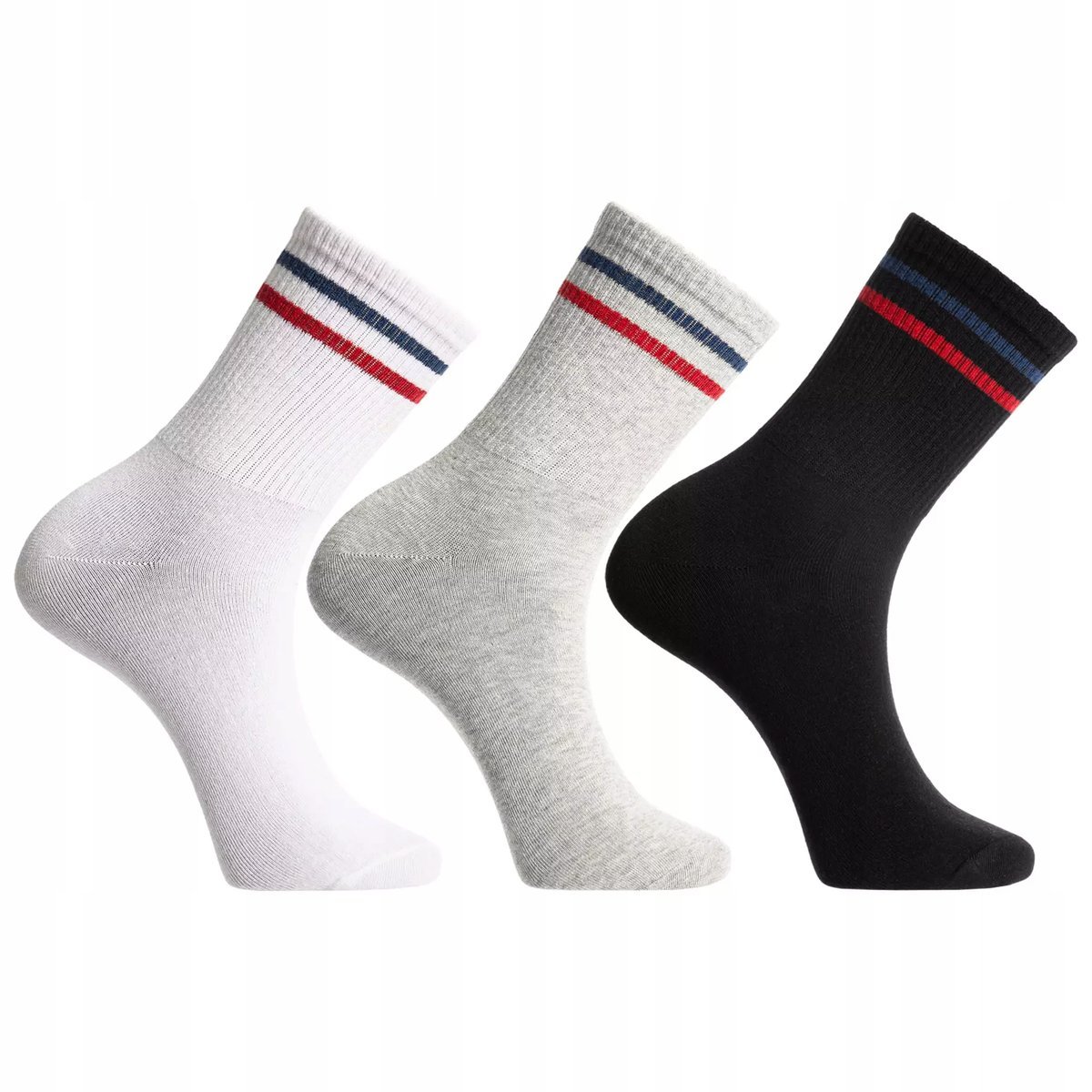 Skarpetki Męskie Bawełniane Skarpety z Paskami Długie MORAJ 3-PARY 43-45