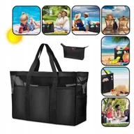 Torebki damskie - DUŻA TORBA PLAŻOWA Z SIATKI - SKŁADANA - ODPORNA NA PIASEK - Z ZAMKIEM - miniaturka - grafika 1