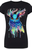 Koszulki i topy damskie - Kolorowa Sowa Piękny T-shirt Damski Modny Rozm.M - miniaturka - grafika 1