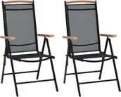 Fotele i krzesła ogrodowe - Składane krzesła ogrodowe 2 szt. Aluminium i textilene czarny - miniaturka - grafika 1