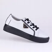 Półbuty damskie - Półbuty damskie GOODIN GD-FT-114 skóra naturalna białe/czarne 40 - miniaturka - grafika 1