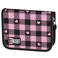 Piórniki - St. Right Piórnik Szkolny Dwuklapkowy Etui Na Przybory Szkolne Pink Checkered - miniaturka - grafika 1