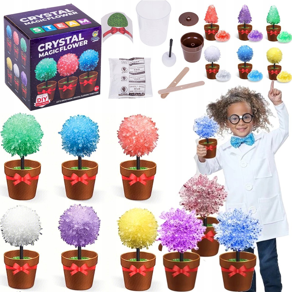 HODOWLA KRYSZTAŁÓW KWIATOWYCH ZABAWKA EDUKACYJNA DLA DZIECI EKSPERYMENT