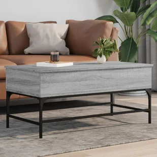 Stolik kawowy szary Sonoma 100x50x45 cm materiał drewnopochodny i metal - Ławy i stoliki kawowe - miniaturka - grafika 1