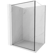 Ścianki i drzwi prysznicowe - Mexen Kioto ścianka prysznicowa 100 x 200 cm, transparent/czarny wzór 8 mm, biała - miniaturka - grafika 1