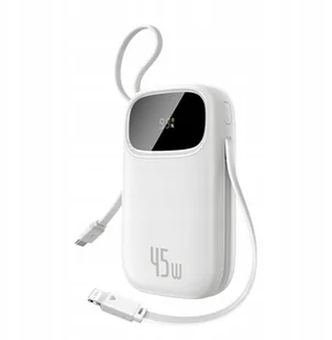 Powerbank Baseus EnerFill FC31 20000mAh 45W z wyświetlaczem cyfrowym i 2 wbudowanymi kablami USB-C + Lightning - biały - Powerbanki - miniaturka - grafika 1