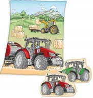 Koce - DUŻY KOC POLAROWY CIĄGNIK TRAKTOR CIEPŁY LEKKI PLED DLA DZIECKA i PODUSZKA - miniaturka - grafika 1