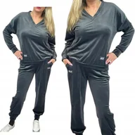 Dresy damskie - DRES WELUROWY komplet mięsisty przez głowę wygodny 42 44 XL 2XL grafit mi - miniaturka - grafika 1