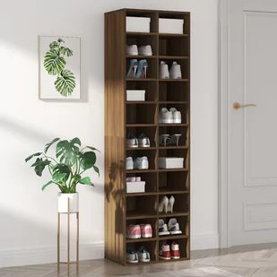 Lumarko Stojak na buty, brązowy dąb, 54x34x183 cm - Szafki na buty - miniaturka - grafika 1