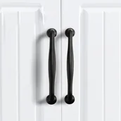 Zawiasy, okucia i inne akcesoria - sztuki czarnych uchwytów meblowych do szuflad kuchennych i sypialnianych, rozstaw otworów 128 mm, stop aluminium ze śrubami - miniaturka - grafika 1