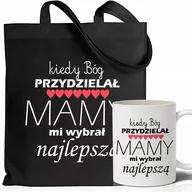 Torby i wózki na zakupy - TORBA BAWEŁNIANA KUBEK BIAŁY KIEDY BÓG PRZYDZIELAŁ MAMY PREZENT DZIEŃ MAMY - miniaturka - grafika 1