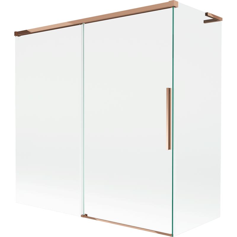 Mexen Rox L parawan nawannowy 2-skrzydłowy rozsuwany 160 + 75 x 150 cm, transparent, różowe złoto - 8C9L-160-075-60-00
