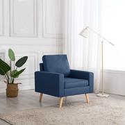 Fotele - vidaXL Fotel, niebieski, tapicerowany tkaniną - miniaturka - grafika 1