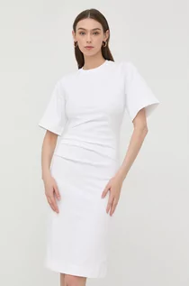 Sukienki - Tiger of Sweden sukienka bawełniana kolor biały mini dopasowana - - grafika 1
