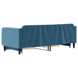 Sofa rozsuwana z szufladami, niebieska, 80x200 cm, aksamit Lumarko! - Łóżka - miniaturka - grafika 6