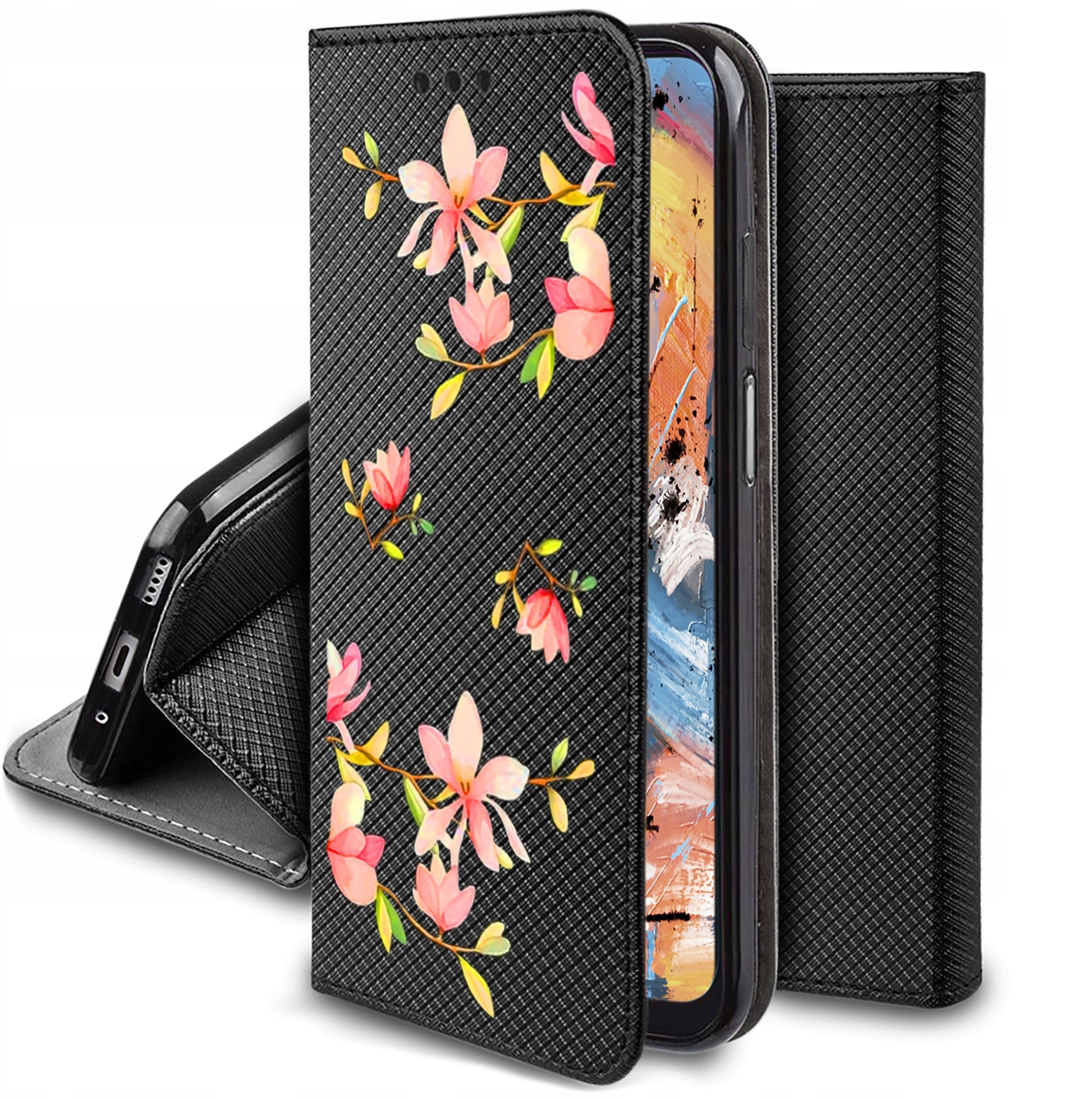 Etui do Xiaomi Redmi 13C Poco C65 MAGNET WZORY CASE PORTFEL + SZKŁO 9H